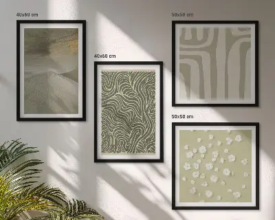 Abstrakte boho-mønstre billedsæt med ramme