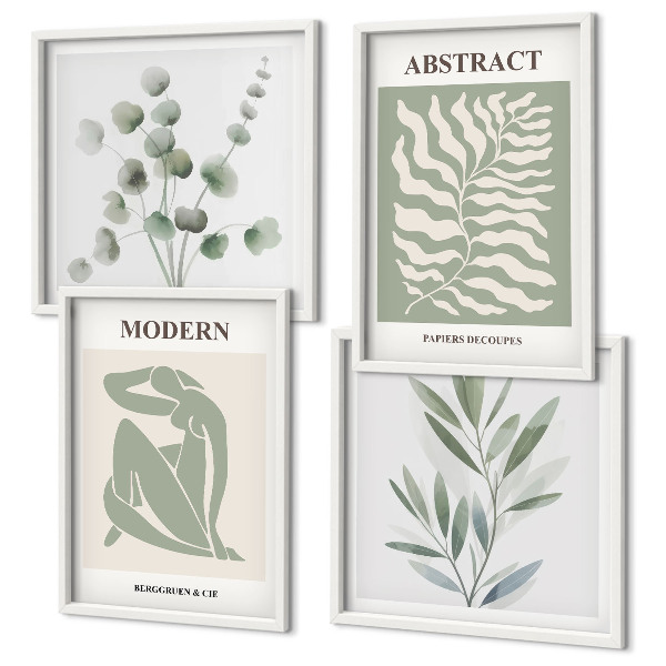 Billedsæt med ramme Matisse design boho planter