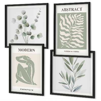 Billedsæt med ramme Matisse design boho planter