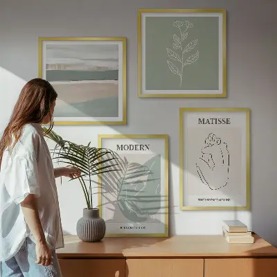 Abstrakte planteformer billedsæt med ramme