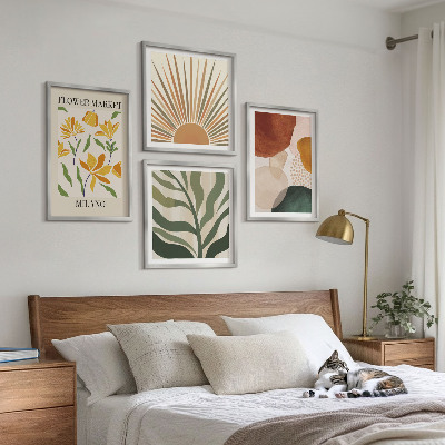 Billedvæg over sofa Abstrakte blomstermotiver