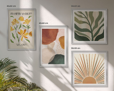 Billedvæg over sofa Abstrakte blomstermotiver