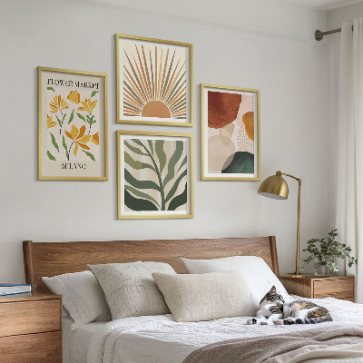 Billedvæg over sofa Abstrakte blomstermotiver