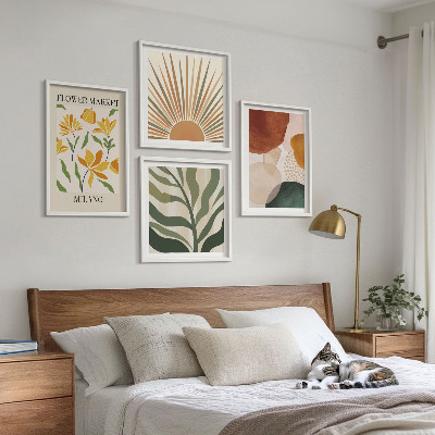 Billedvæg over sofa Abstrakte blomstermotiver
