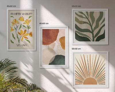 Billedvæg over sofa Abstrakte blomstermotiver