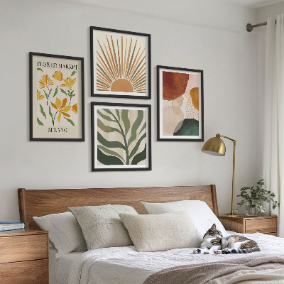 Billedvæg over sofa Abstrakte blomstermotiver