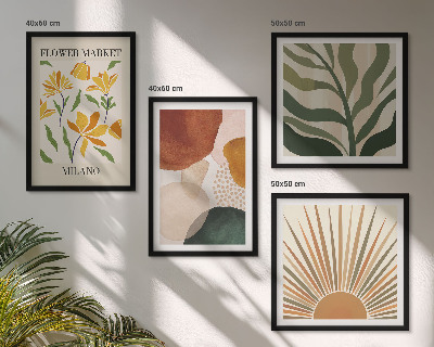 Billedvæg over sofa Abstrakte blomstermotiver