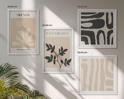 Billedsæt med ramme Stilfulde plantemønstre i beige og sort