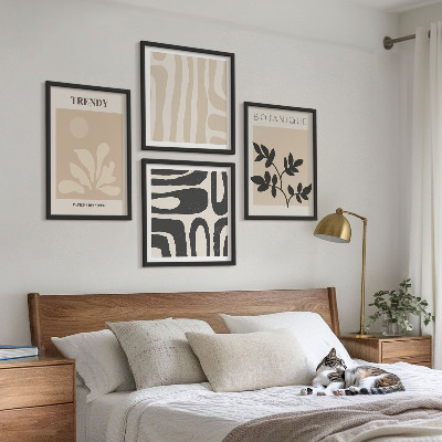 Billedsæt med ramme Stilfulde plantemønstre i beige og sort