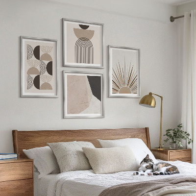 Billedvæg over sofa Abstrakte beige og brune former