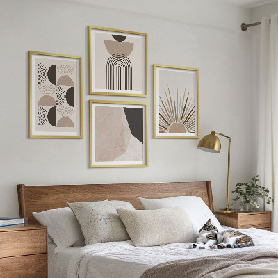 Billedvæg over sofa Abstrakte beige og brune former