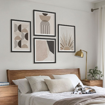 Billedvæg over sofa Abstrakte beige og brune former