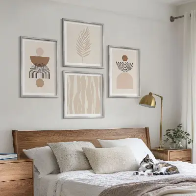 Abstrakte former brun beige billedsæt med ramme