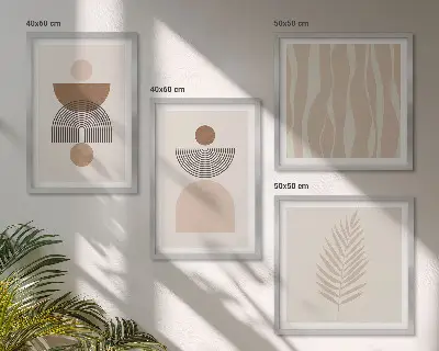 Abstrakte former brun beige billedsæt med ramme