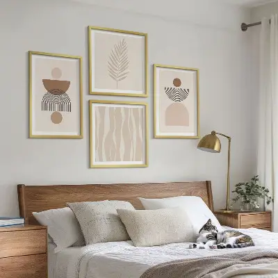 Abstrakte former brun beige billedsæt med ramme