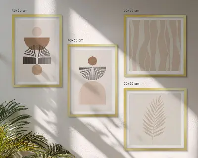 Abstrakte former brun beige billedsæt med ramme