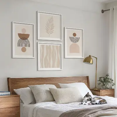 Abstrakte former brun beige billedsæt med ramme