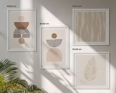 Abstrakte former brun beige billedsæt med ramme