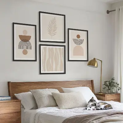 Abstrakte former brun beige billedsæt med ramme