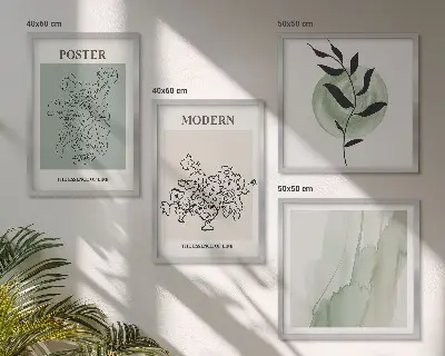 Blomster i en moderne vase billedvæg over sofaen