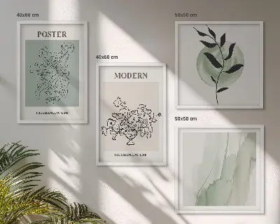 Blomster i en moderne vase billedvæg over sofaen