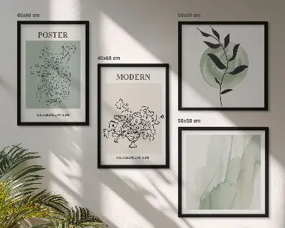 Blomster i en moderne vase billedvæg over sofaen
