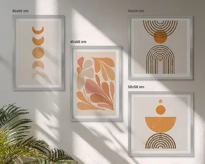 Abstrakte orange former billedsæt med ramme