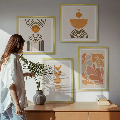 Abstrakte orange former billedsæt med ramme
