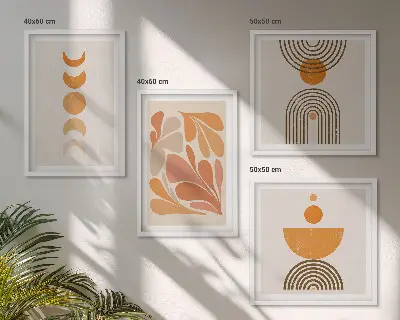 Abstrakte orange former billedsæt med ramme
