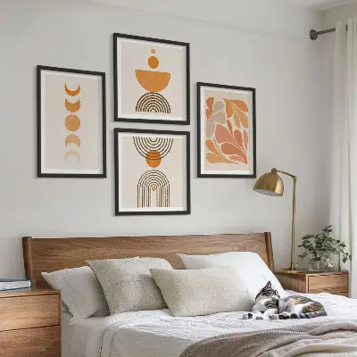 Abstrakte orange former billedsæt med ramme