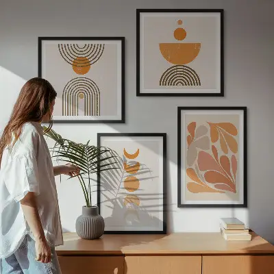 Abstrakte orange former billedsæt med ramme