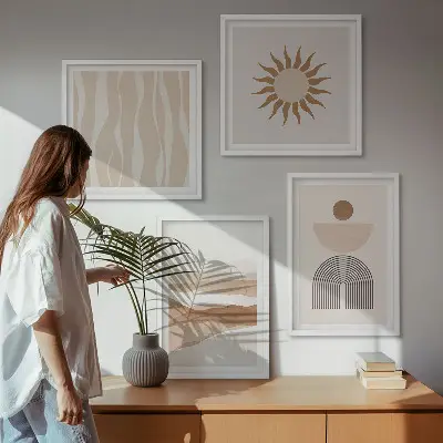 Abstrakt landskabsgeometri billedsæt med ramme