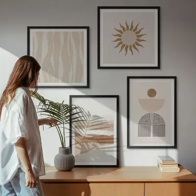 Abstrakt landskabsgeometri billedsæt med ramme