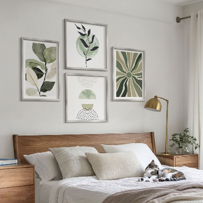 Billedvæg over sofa Plantens geometriske former
