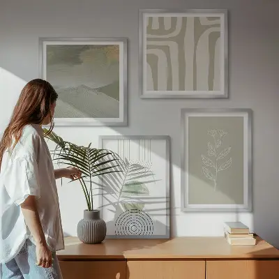 Geometriske plantemønstre billedsæt med ramme