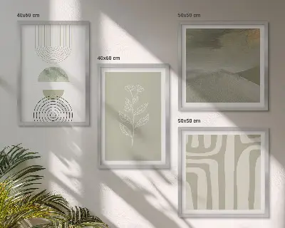 Geometriske plantemønstre billedsæt med ramme