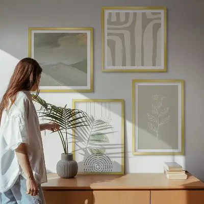 Geometriske plantemønstre billedsæt med ramme
