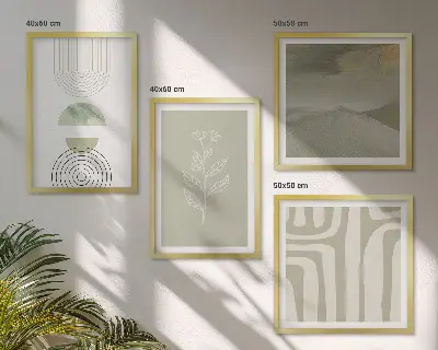 Geometriske plantemønstre billedsæt med ramme