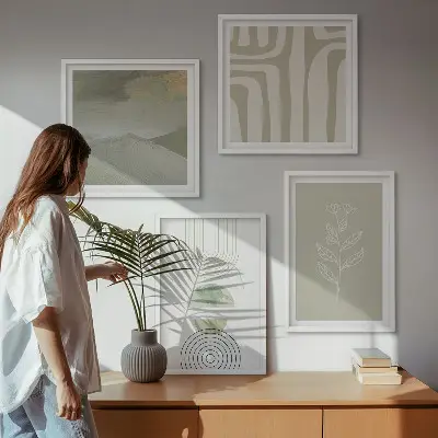 Geometriske plantemønstre billedsæt med ramme