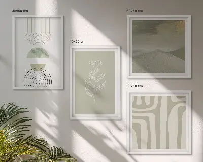 Geometriske plantemønstre billedsæt med ramme