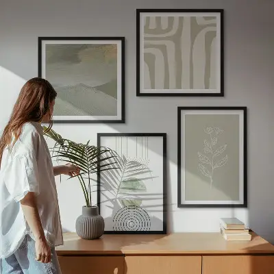 Geometriske plantemønstre billedsæt med ramme