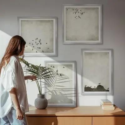 Minimalistisk fuglemaleri med ramme