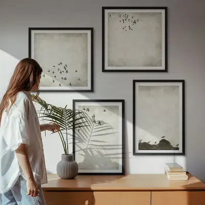 Minimalistisk fuglemaleri med ramme