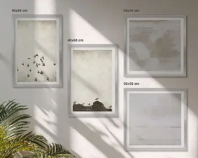 Minimalistiske fugle i flugt billedsæt med ramme