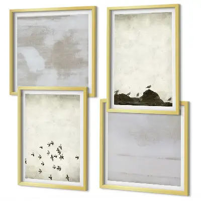 Minimalistiske fugle i flugt billedsæt med ramme
