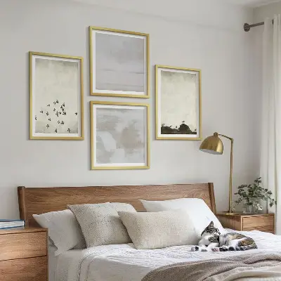 Minimalistiske fugle i flugt billedsæt med ramme