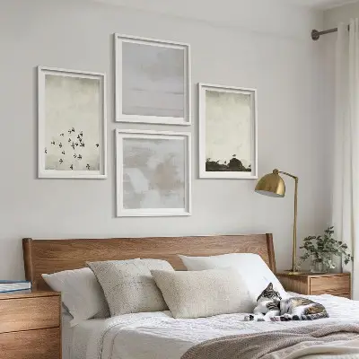 Minimalistiske fugle i flugt billedsæt med ramme
