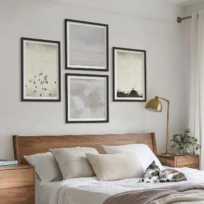 Minimalistiske fugle i flugt billedsæt med ramme
