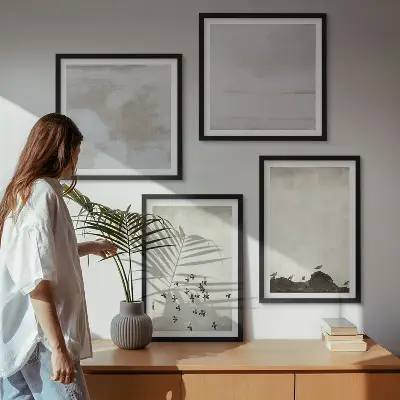 Minimalistiske fugle i flugt billedsæt med ramme
