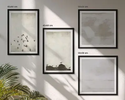 Minimalistiske fugle i flugt billedsæt med ramme